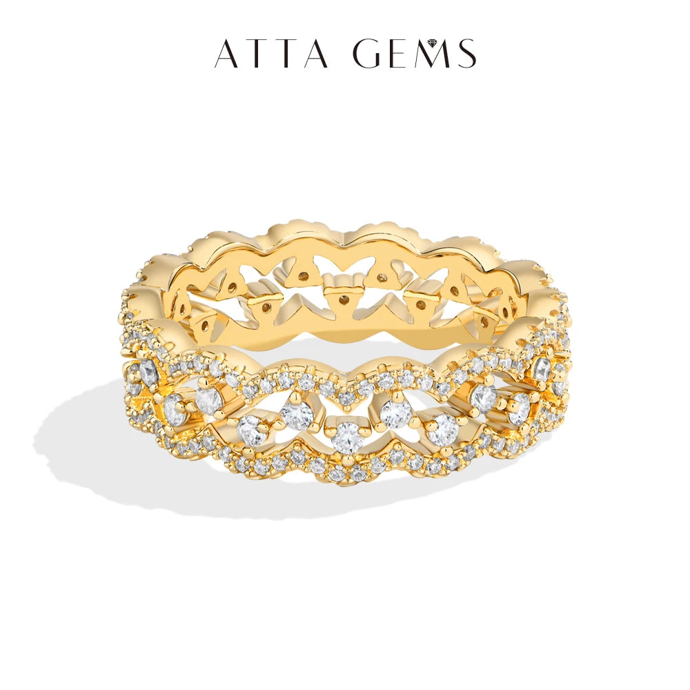 ATTAGEMS 2026 New Moissanite Lace Ring Light Luxury Silver 925 Stackable Rings for Women High Quality Wedding Party Jewelry Gift