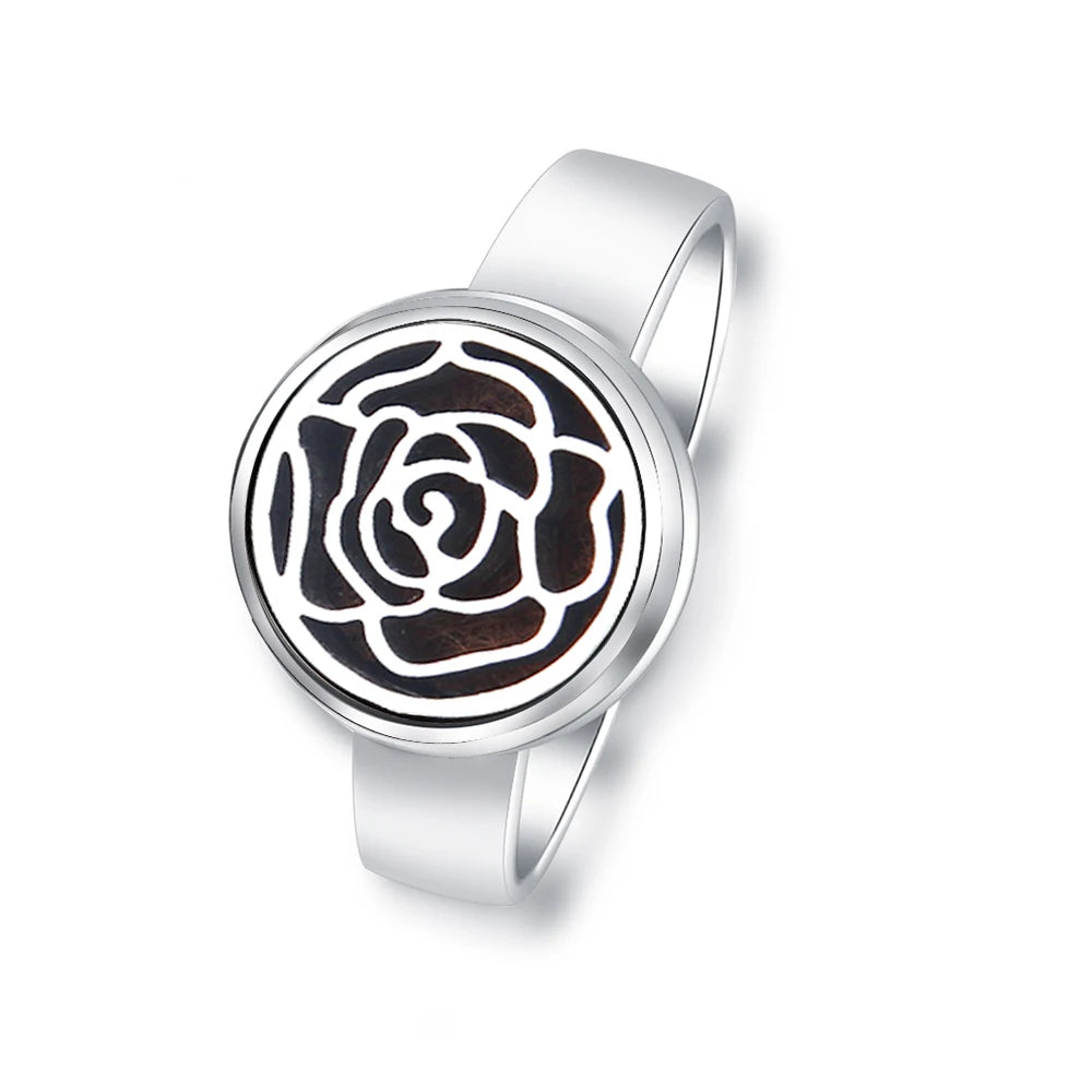 Fashion Tree Of Life Aromatherapy Ring Stainless Steel Spiral Open Perfume Diffuser Locket Heart-Shaped Angel Wing Rings Jewelry