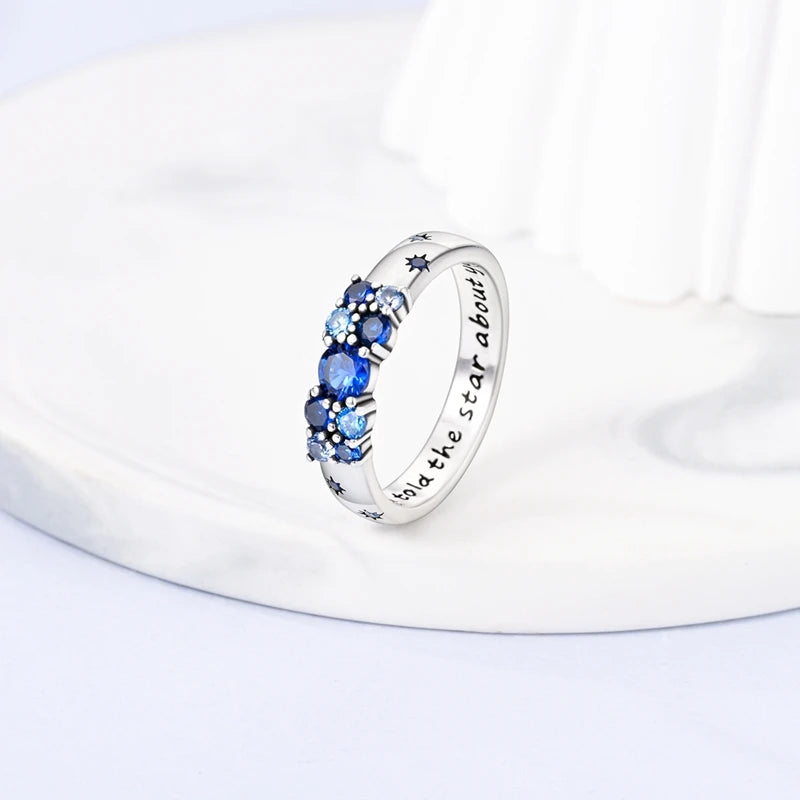 Original 925 Silver Sparkling Zircon Ring Stackable Classic Shine Stone Round Rings For Women Wedding Anniversary Jewelry Gift