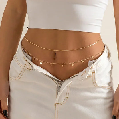 New Double-layer Rhinestone Tassel Waist Chain Women's Beach Fashion Crystal Body Chain Waist Accessory 2025 Bikini Accessories