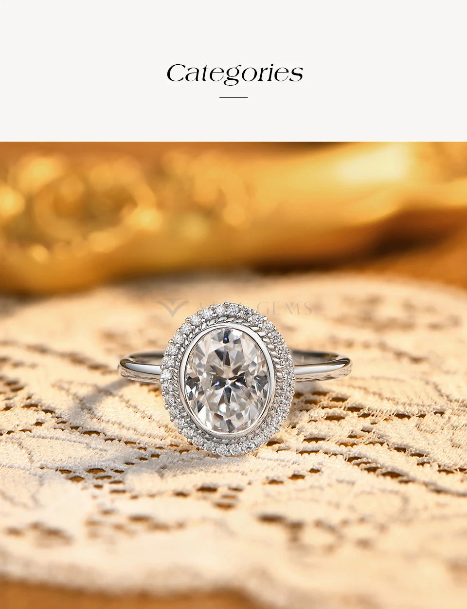 ATTAGEMS Oval Cut 2.0CT Moissanite Halo Engagement Ring for Women D VVS1 925 Silver 18K Gold Plated Luxury Band Wedding Jewelry