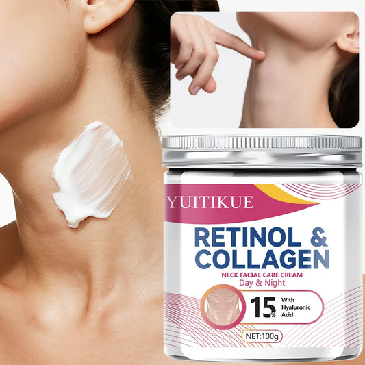 YUITIKUE Retinol and Collagen Neck Cream for Day and Night Use, 15% Hyaluronic Acid, Moisturizing and Firming