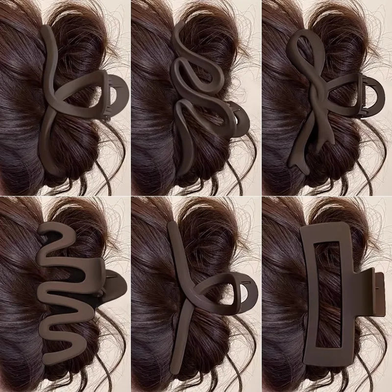 Elegant Large Brown Geometric Hair Claw For Women Girls Sweet Hair Ornament Claw Clip Hair Clip Hairpin Fashion Hair Accessories