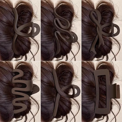 Elegant Large Brown Geometric Hair Claw For Women Girls Sweet Hair Ornament Claw Clip Hair Clip Hairpin Fashion Hair Accessories