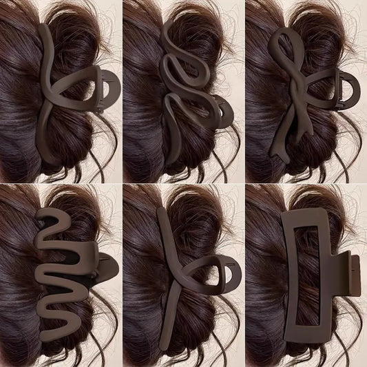 Elegant Large Brown Geometric Hair Claw For Women Girls Sweet Hair Ornament Claw Clip Hair Clip Hairpin Fashion Hair Accessories