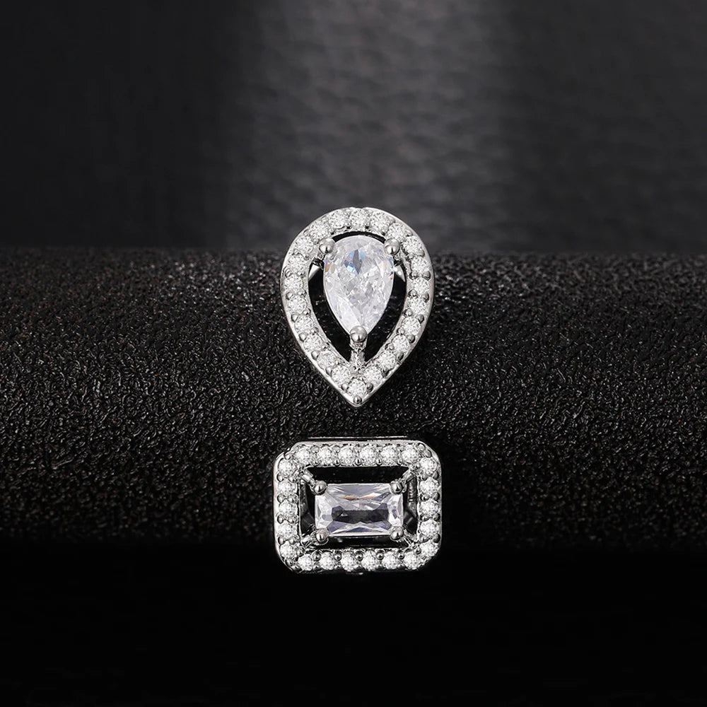 Huitan Geometric Shaped Cuff Opening Rings for Women Silver Color/Gold Color Noble Cubic Zirconia Ring Accessory Fashion Jewelry
