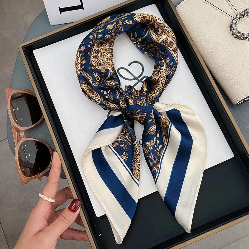 Luxury Silk Scarf Neckerchief Women's Silk Square Scarf Purse Scarf for Women Designer Silk Headscarf SJ01