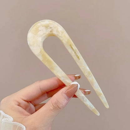 U-Shaped Hair Fork Fashion Tortoiseshell Acetate Hairpin Women Geometric Headwear Hair Sticks Girls New Hair Clips Accessories
