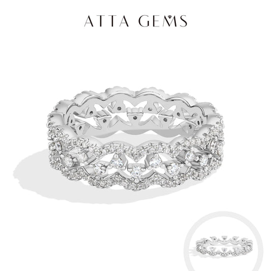 ATTAGEMS 2026 New Moissanite Lace Ring Light Luxury Silver 925 Stackable Rings for Women High Quality Wedding Party Jewelry Gift