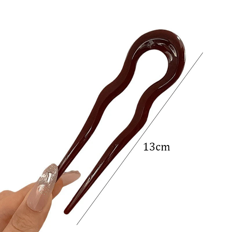 U-Shaped Hair Fork Fashion Tortoiseshell Acetate Hairpin Women Geometric Headwear Hair Sticks Girls New Hair Clips Accessories