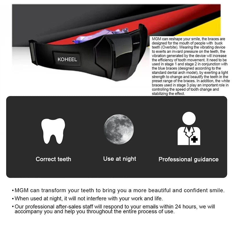 KOHEEL MGM Teeth Straightener with Harmonic Vibration, Orthodontics Retainer and Teeth Aligner Braces