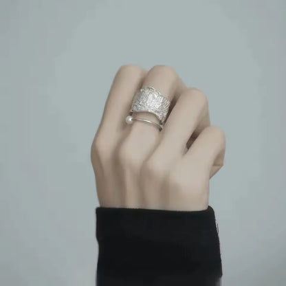 VENTFILLE 925 Sterling Silver Rings INS Fashion Hip Hop Vintage Couples Hollow Lines Punk Thai Silver Party Adjustable  Jewelry