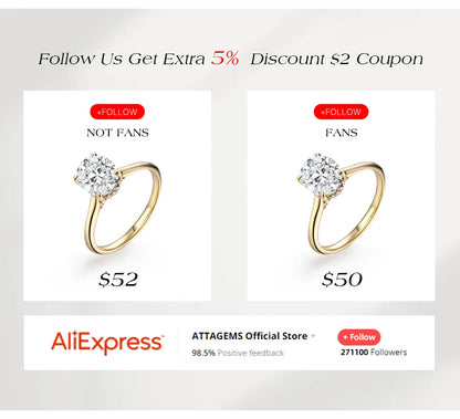 ATTAGEMS Oval Cut 2.0CT Moissanite Halo Engagement Ring for Women D VVS1 925 Silver 18K Gold Plated Luxury Band Wedding Jewelry