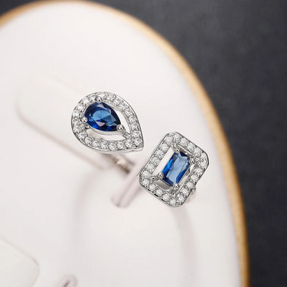 Huitan Geometric Shaped Cuff Opening Rings for Women Silver Color/Gold Color Noble Cubic Zirconia Ring Accessory Fashion Jewelry