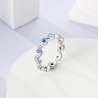 Original 925 Silver Sparkling Zircon Ring Stackable Classic Shine Stone Round Rings For Women Wedding Anniversary Jewelry Gift