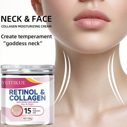 YUITIKUE Retinol and Collagen Neck Cream for Day and Night Use, 15% Hyaluronic Acid, Moisturizing and Firming