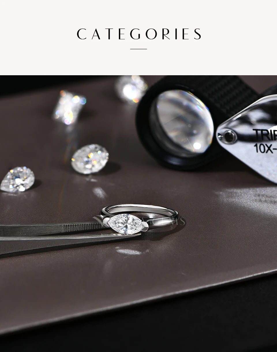 ATTAGEMS Hot Marquise Cut 1CT Moissanite Rings for Women Men S925 Silver 18K Gold Plated Classic Elegant Wedding Engagement ring