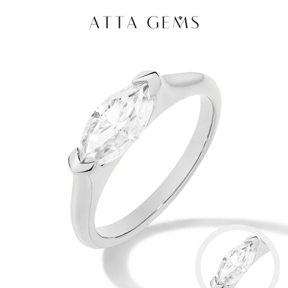 ATTAGEMS Hot Marquise Cut 1CT Moissanite Rings for Women Men S925 Silver 18K Gold Plated Classic Elegant Wedding Engagement ring