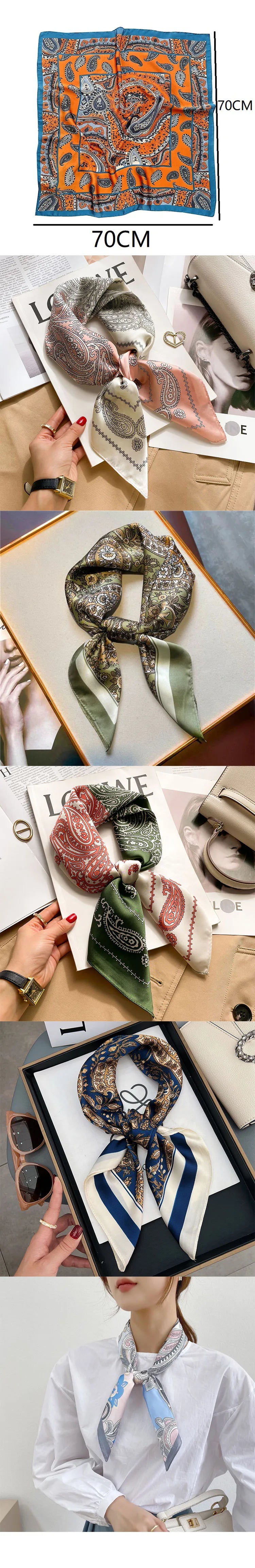 Luxury Silk Scarf Neckerchief Women's Silk Square Scarf Purse Scarf for Women Designer Silk Headscarf SJ01