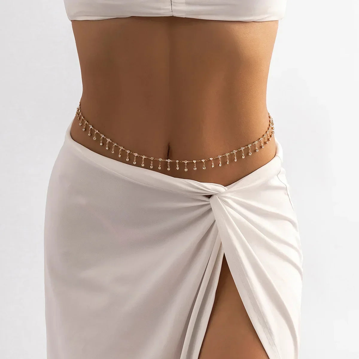 New Double-layer Rhinestone Tassel Waist Chain Women's Beach Fashion Crystal Body Chain Waist Accessory 2025 Bikini Accessories