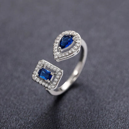 Huitan Geometric Shaped Cuff Opening Rings for Women Silver Color/Gold Color Noble Cubic Zirconia Ring Accessory Fashion Jewelry