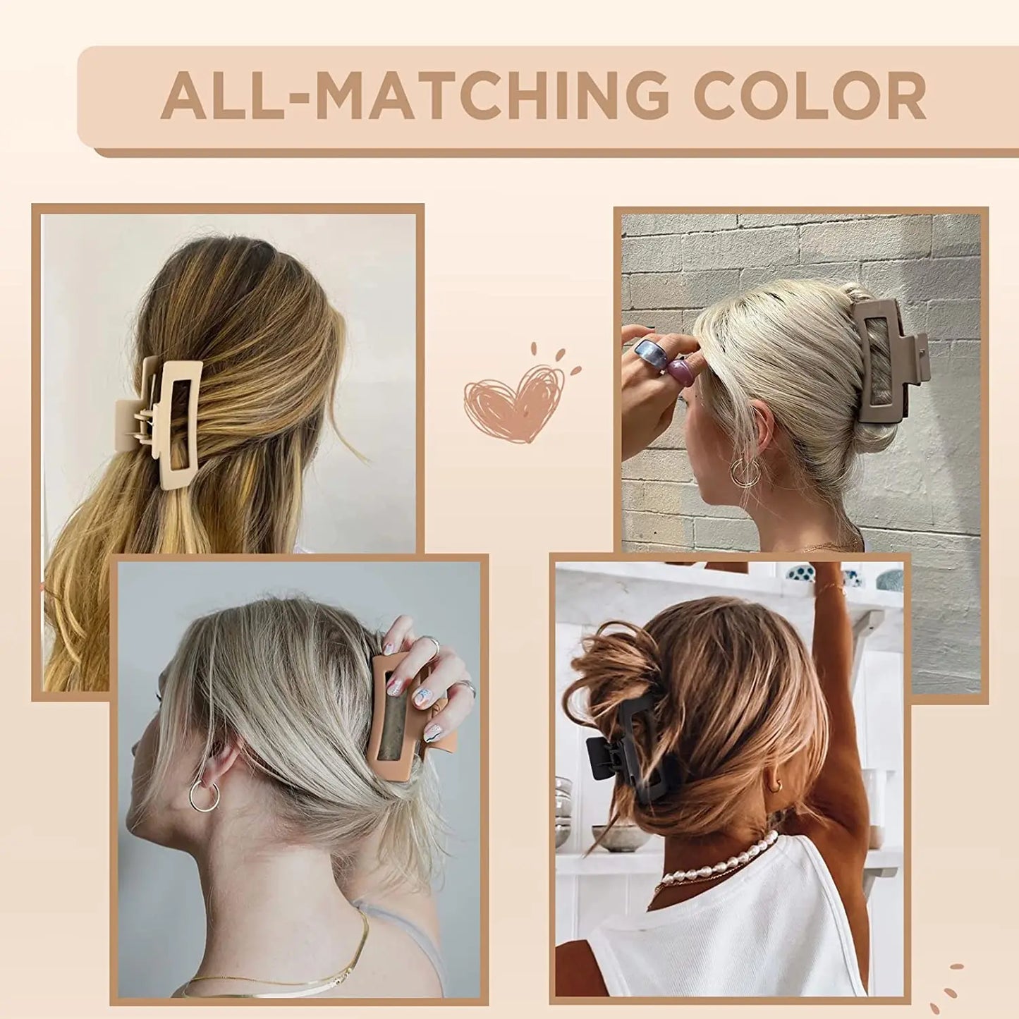 Solid Vintage Matte Geometric Hair Claws For Women Thick Hair Strong Hold Sweet Hair Clips Hairpins Fashion Hair Accessories