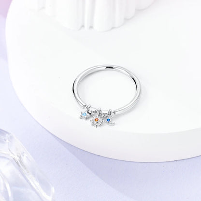 Original 925 Silver Sparkling Zircon Ring Stackable Classic Shine Stone Round Rings For Women Wedding Anniversary Jewelry Gift