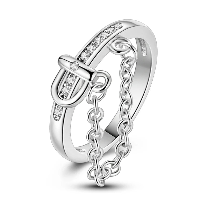 Original 925 Silver Sparkling Zircon Ring Stackable Classic Shine Stone Round Rings For Women Wedding Anniversary Jewelry Gift