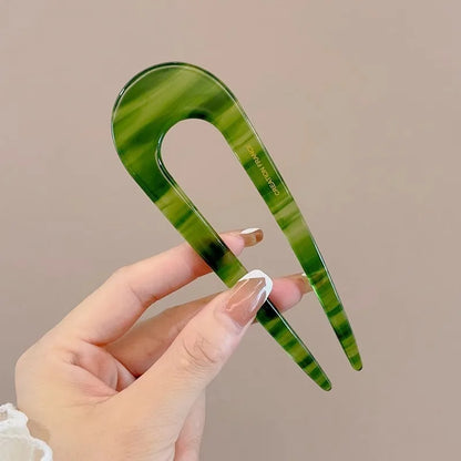 U-Shaped Hair Fork Fashion Tortoiseshell Acetate Hairpin Women Geometric Headwear Hair Sticks Girls New Hair Clips Accessories