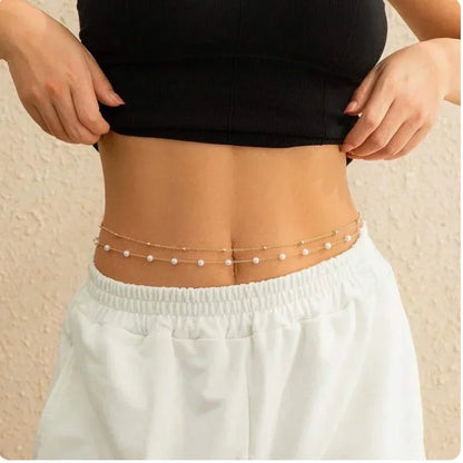 New Double-layer Rhinestone Tassel Waist Chain Women's Beach Fashion Crystal Body Chain Waist Accessory 2025 Bikini Accessories