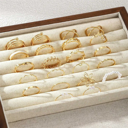 New Fashion Boho Geometric Pearl Knuckle Rings Set for Women Gold Silver Color Wave Leaf Zircon Heart Ring Party Jewelry Gift