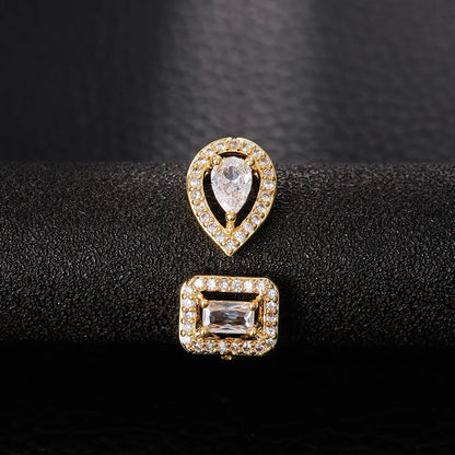 Huitan Geometric Shaped Cuff Opening Rings for Women Silver Color/Gold Color Noble Cubic Zirconia Ring Accessory Fashion Jewelry