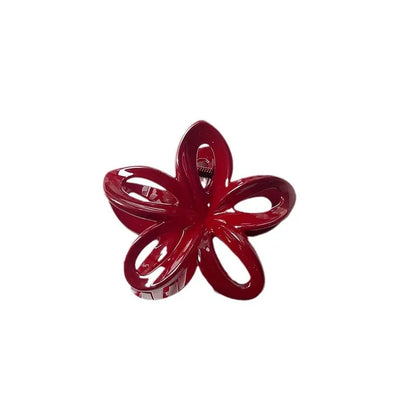 New Irregular Red Flower Hair Clip for Women Simple Temperament Back of The Head Hair Claws Barrettes Girl Hair Accessories