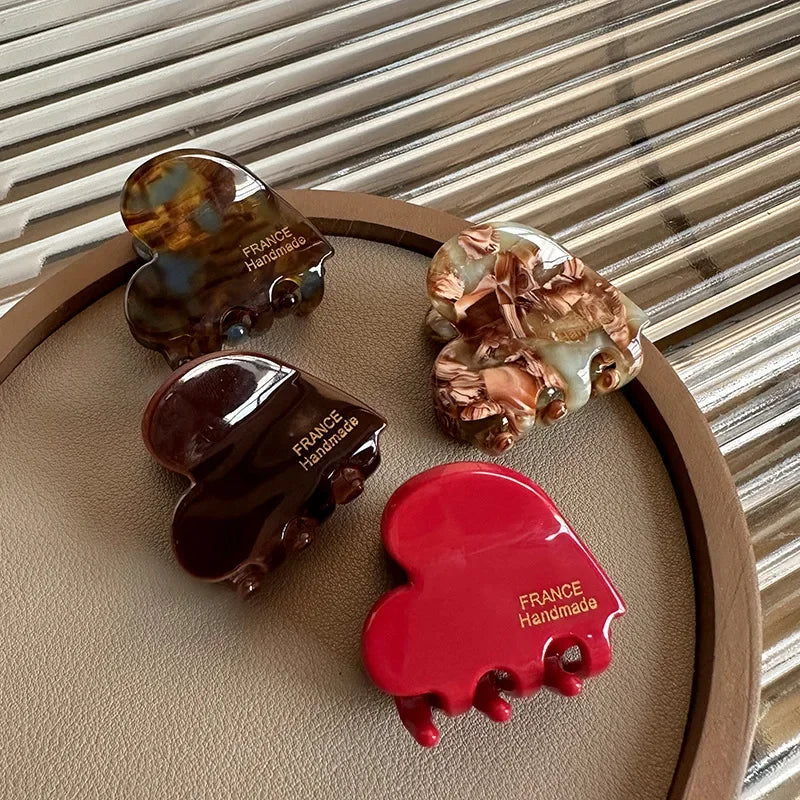 3.5cm Small Hairclaw Acetate Hair Crabs for Girls Cute Heart Shaped Hairclips Women Hair Accessories Hair Pins and Clips