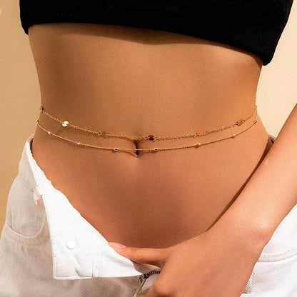 New Double-layer Rhinestone Tassel Waist Chain Women's Beach Fashion Crystal Body Chain Waist Accessory 2025 Bikini Accessories