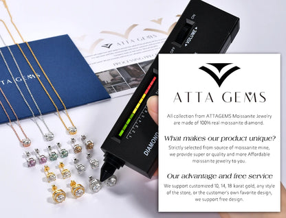 ATTAGEMS Oval Cut 2.0CT Moissanite Halo Engagement Ring for Women D VVS1 925 Silver 18K Gold Plated Luxury Band Wedding Jewelry