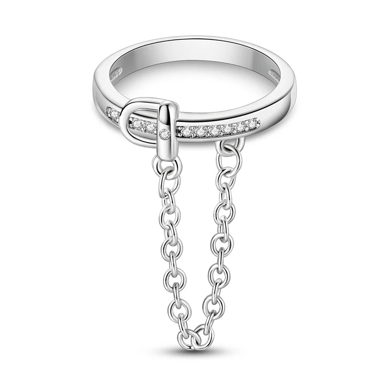 Original 925 Silver Sparkling Zircon Ring Stackable Classic Shine Stone Round Rings For Women Wedding Anniversary Jewelry Gift