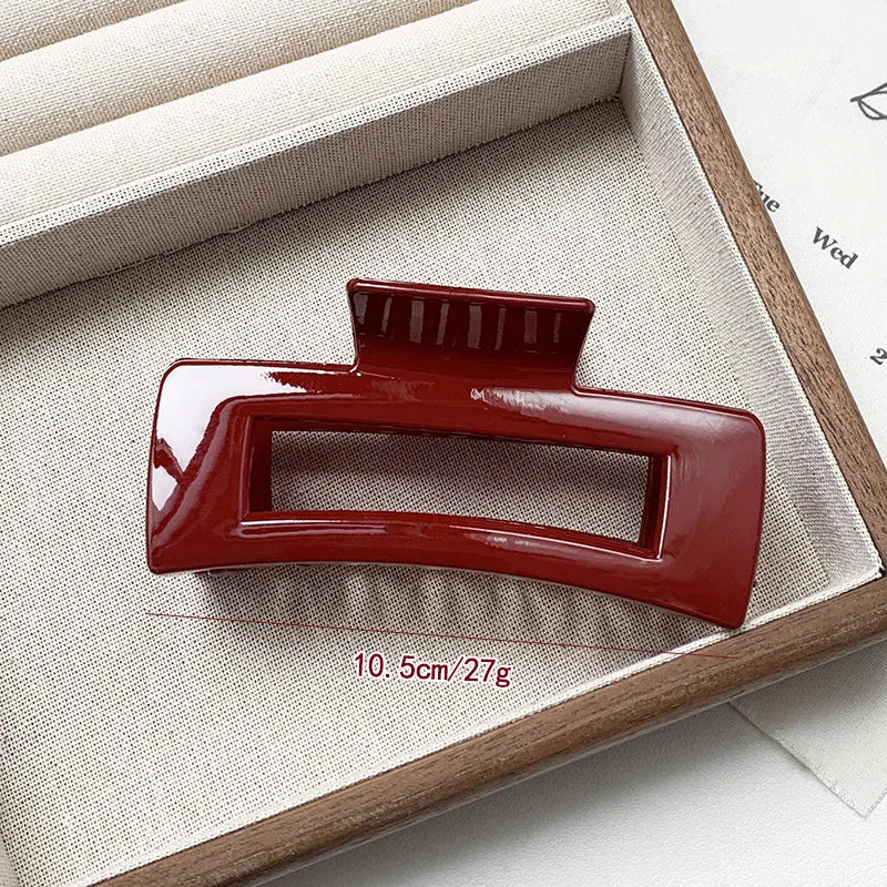 New Irregular Red Flower Hair Clip for Women Simple Temperament Back of The Head Hair Claws Barrettes Girl Hair Accessories