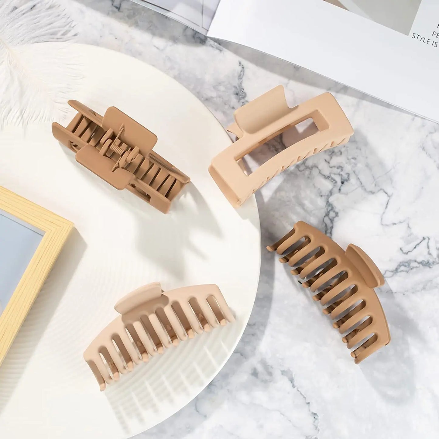 Solid Vintage Matte Geometric Hair Claws For Women Thick Hair Strong Hold Sweet Hair Clips Hairpins Fashion Hair Accessories